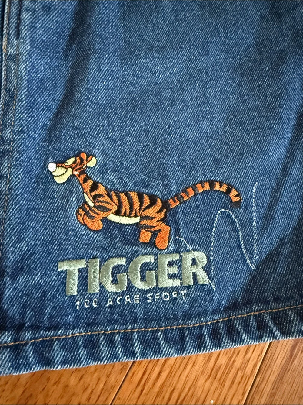 Vintage 90s Disney Pooh 100 Acre Collection Tigger Denim Skirt Size 10 Girls
